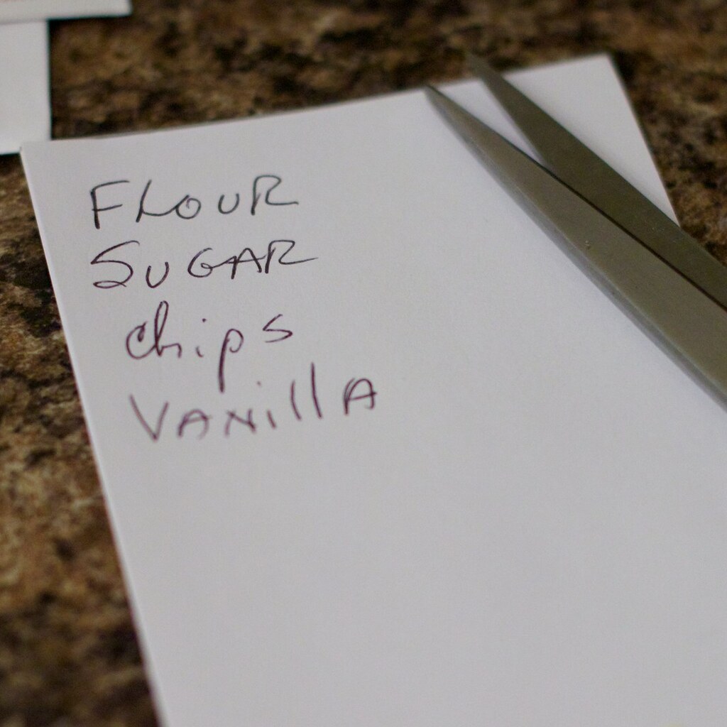 Photo of a shopping list
