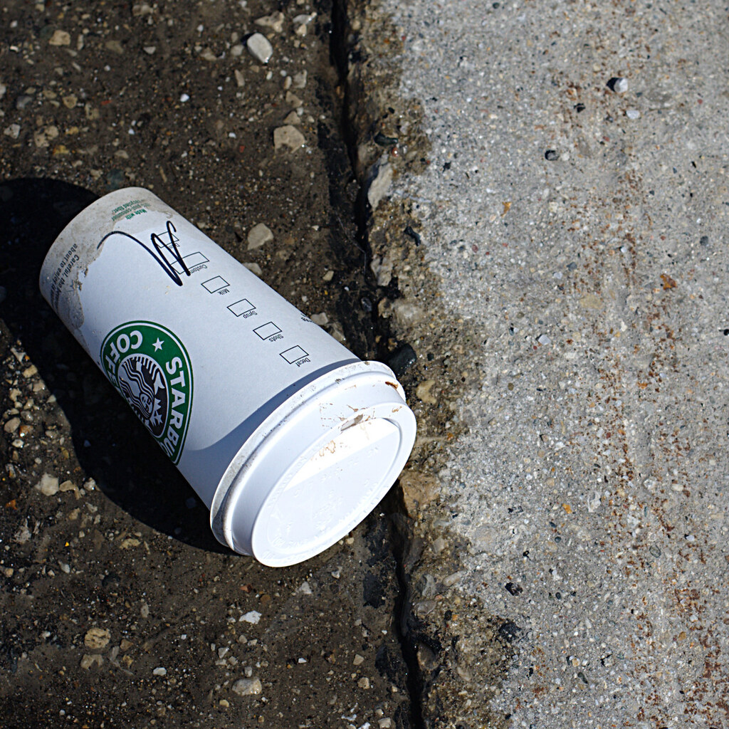Photo of litter on the sidewalk