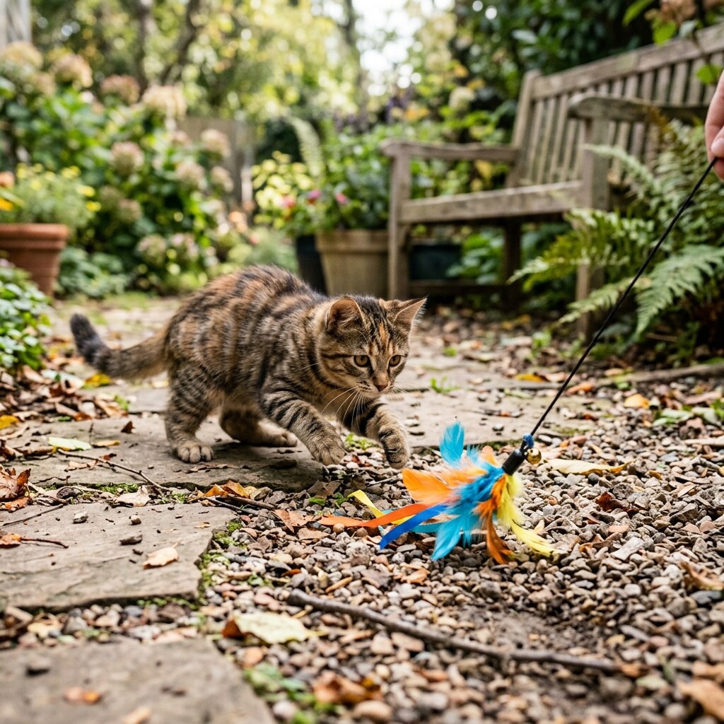 Generated image of a cat being lured