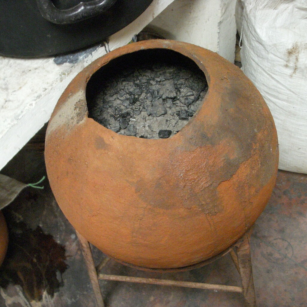 Photo of a pot of ash for making lye
