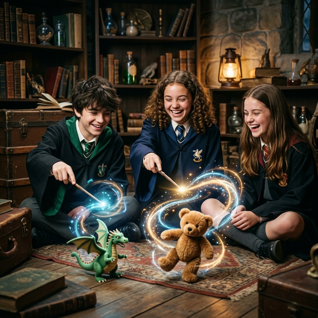 Generated image of students using magic