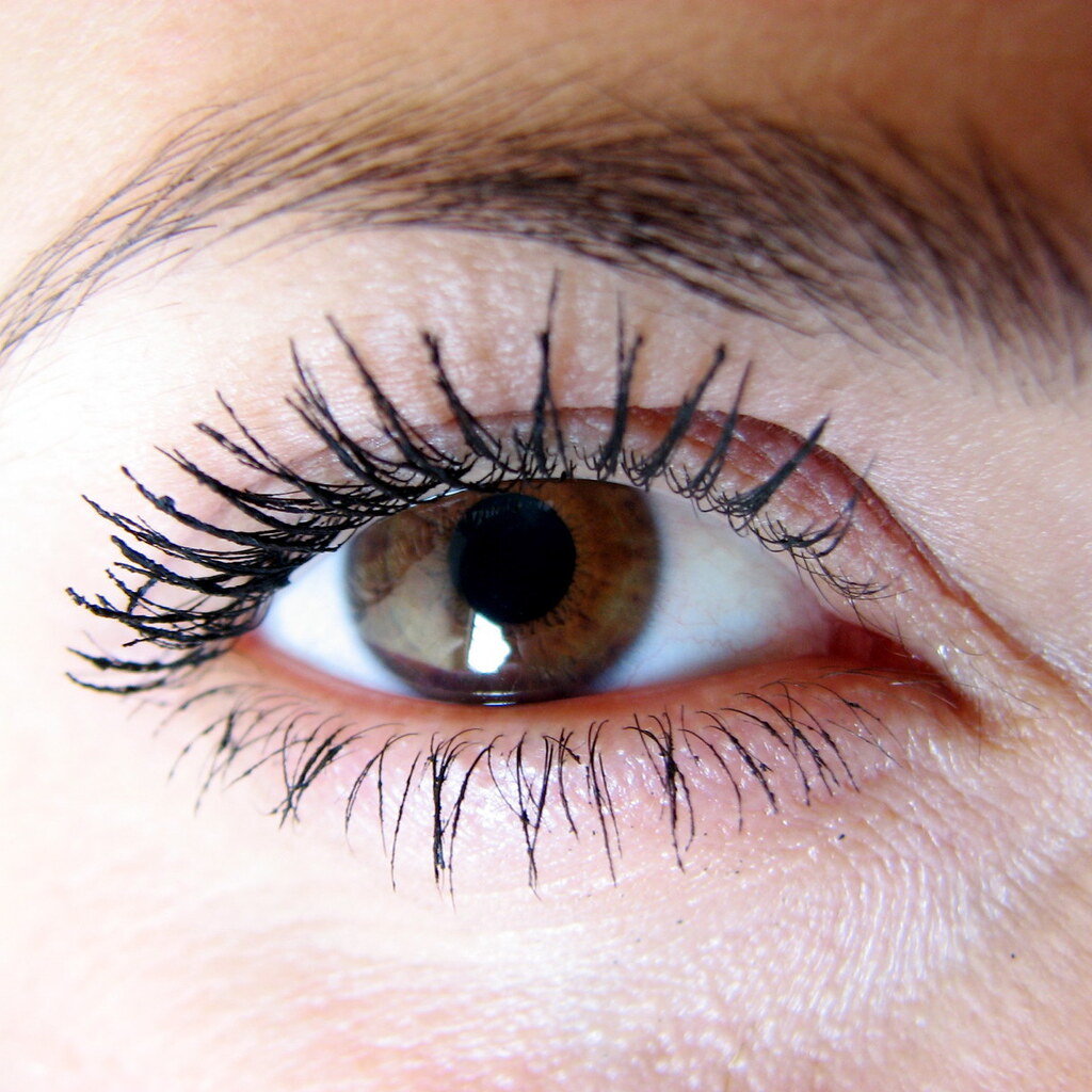 Photo of someone wearing mascara.