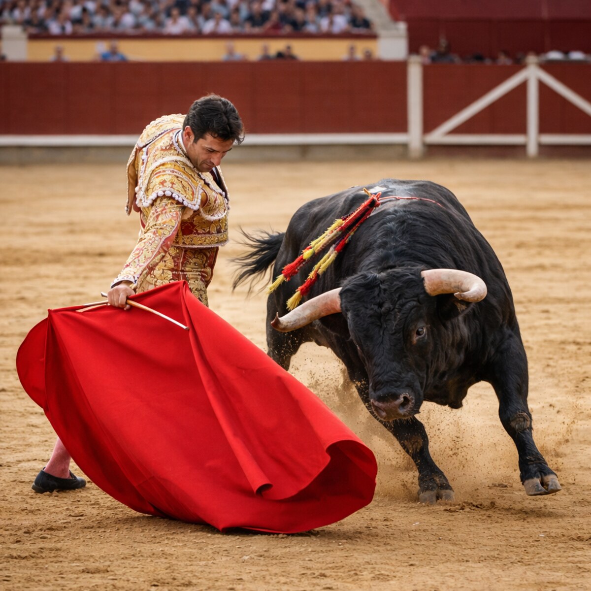 Generated photo of a matador and bull