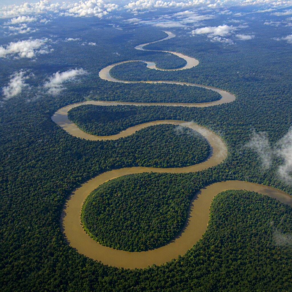 Generated image of a meandering river
