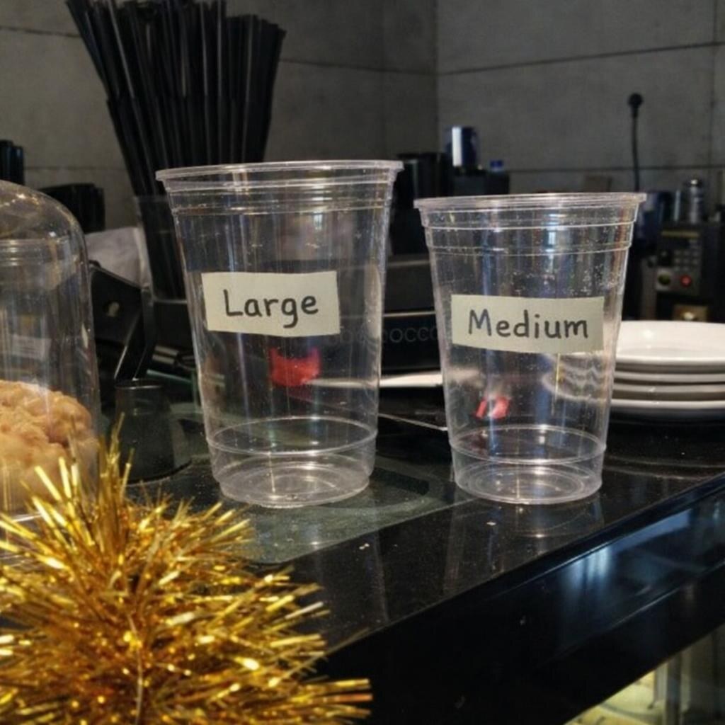 A cup labelled medium