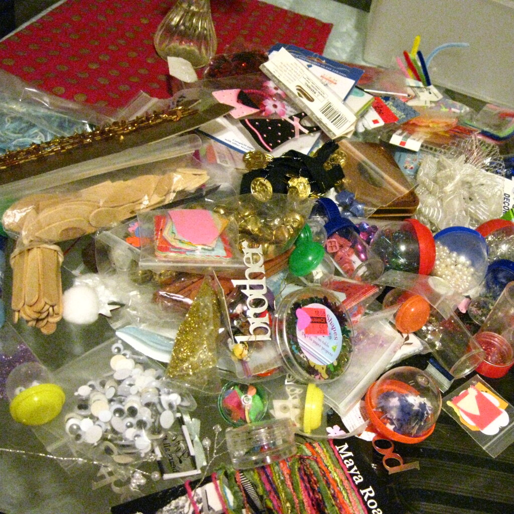 Photo of a messy pile of craft materials