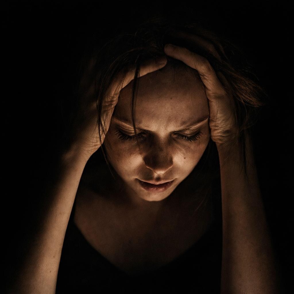Photo of a migraine sufferer