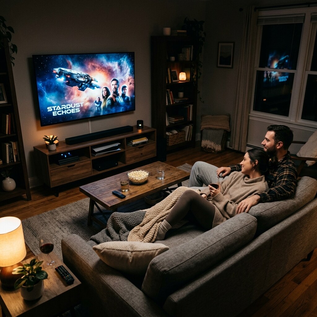 Generated image of a couple watching a movie