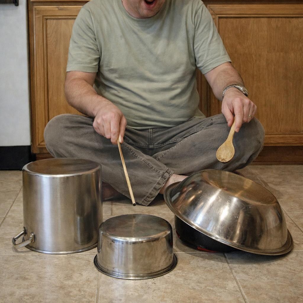 Photo of a man making a lot of noise