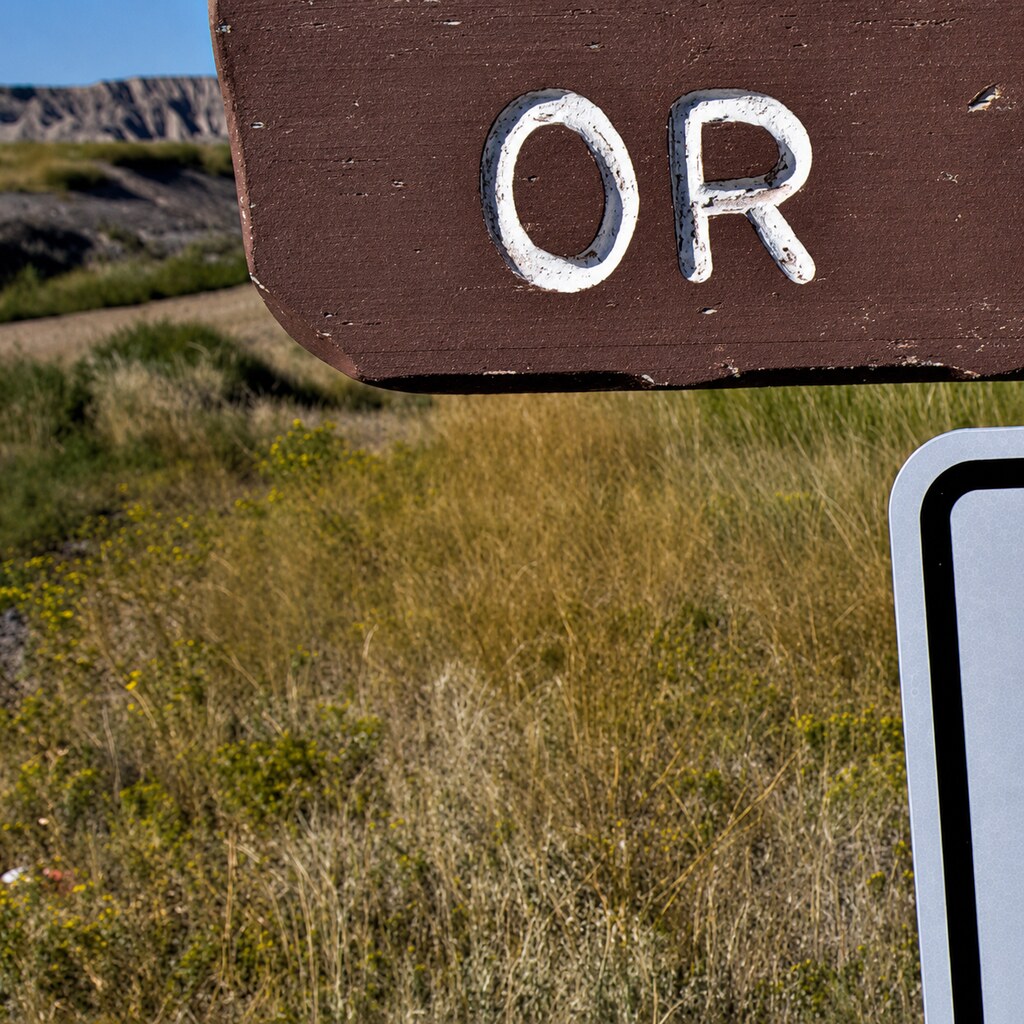 Photo of a sign that says or