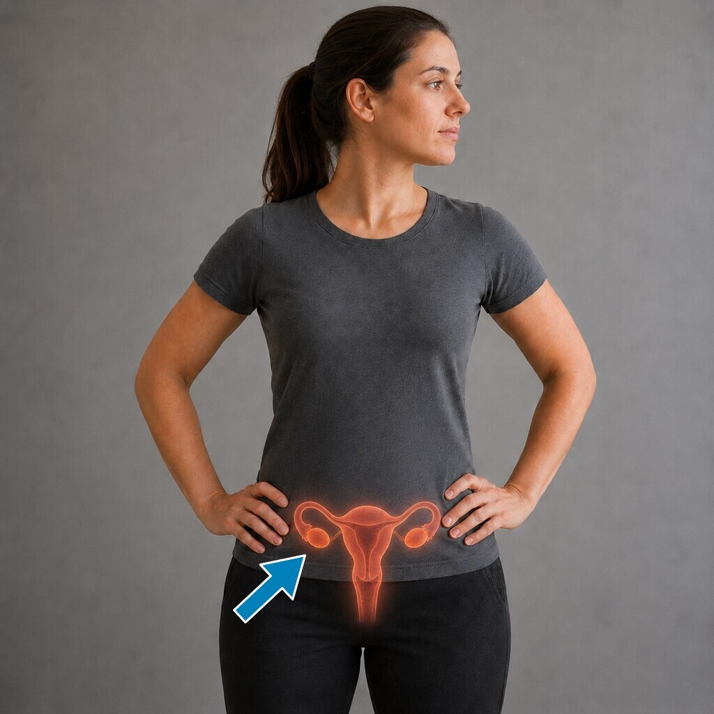 Generated image of the reproductive system indicating the ovary