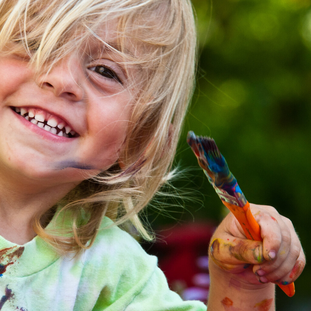 Photo of a child painting