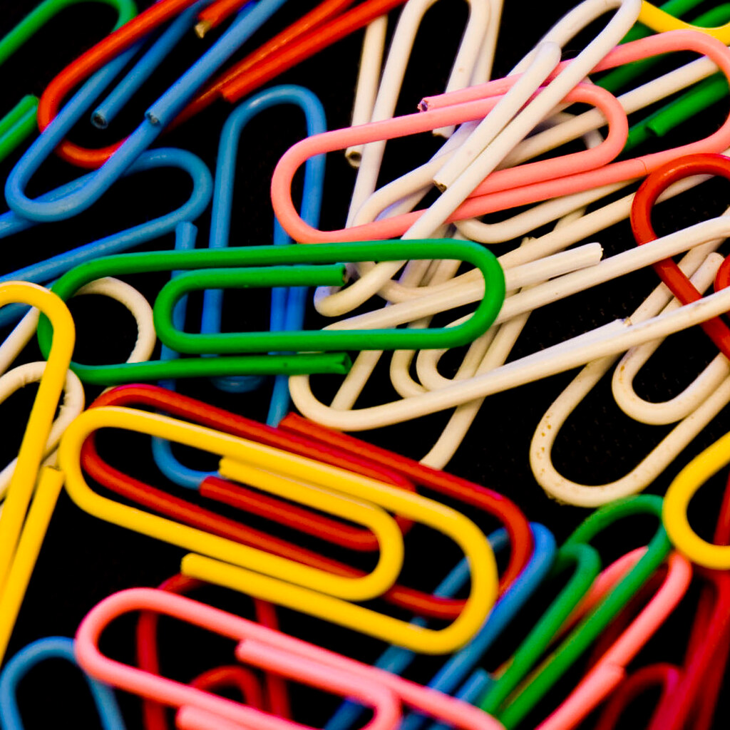 Photo of coloured paperclips