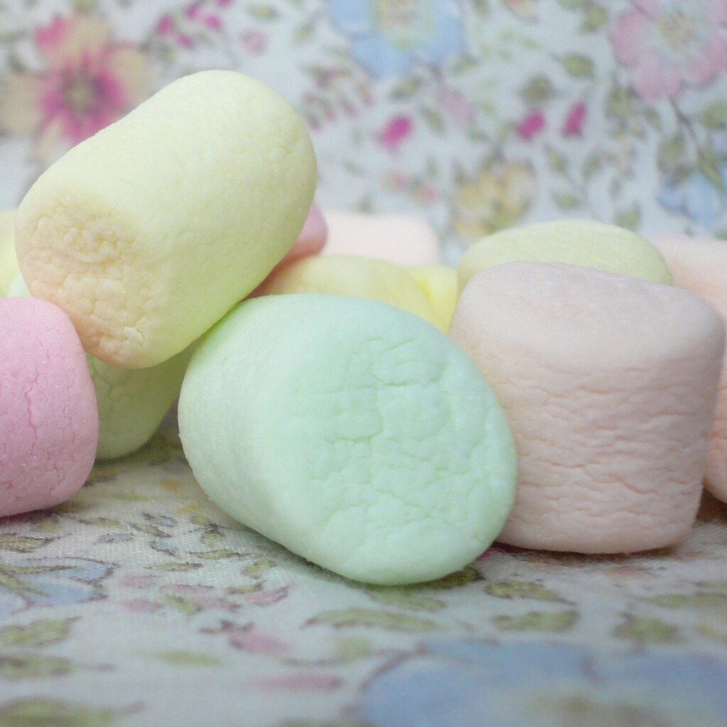 Photo of pastel marshmallows.