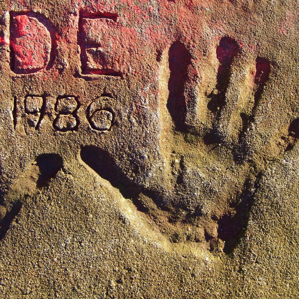 Photo of hand prints in cement