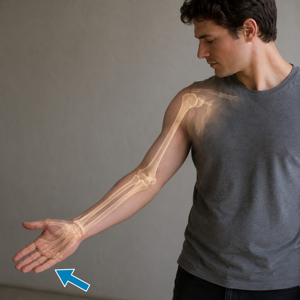Generated image of arm bones with phalanges indicated
