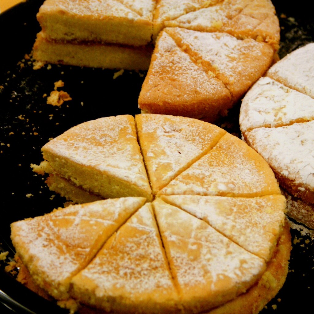 Photo of a cake cut into pices