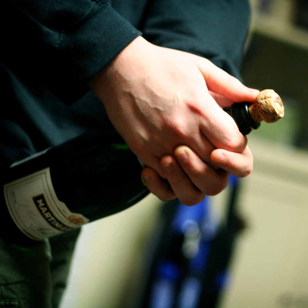 Photo of a cork about to pop