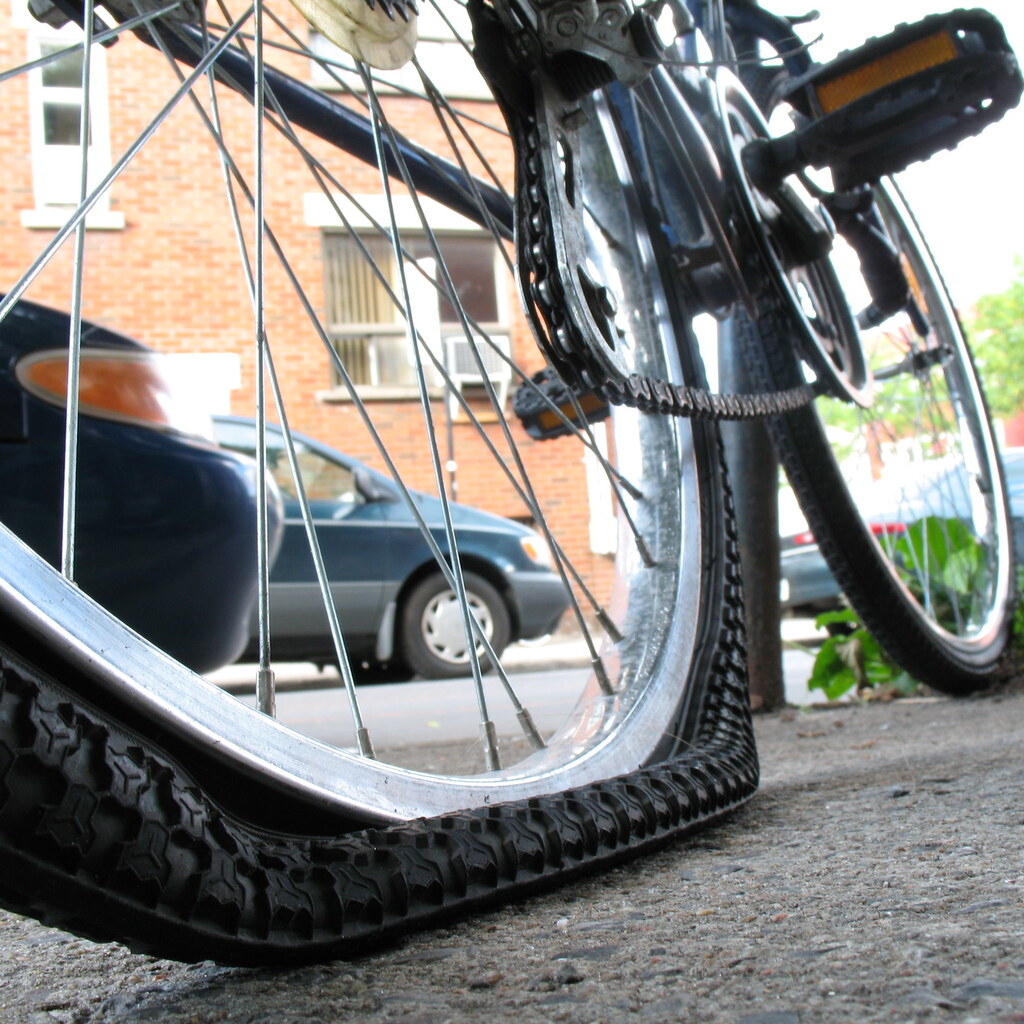 Photo of a punctured tyre