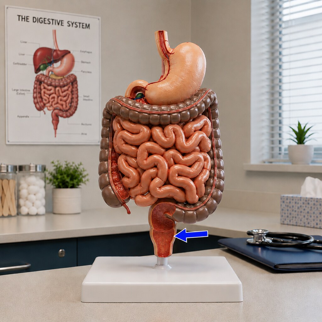 Generated image of an anatomy model indicating the rectum