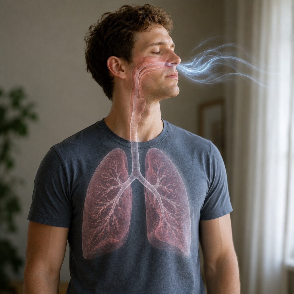 Generated image of a man breathing