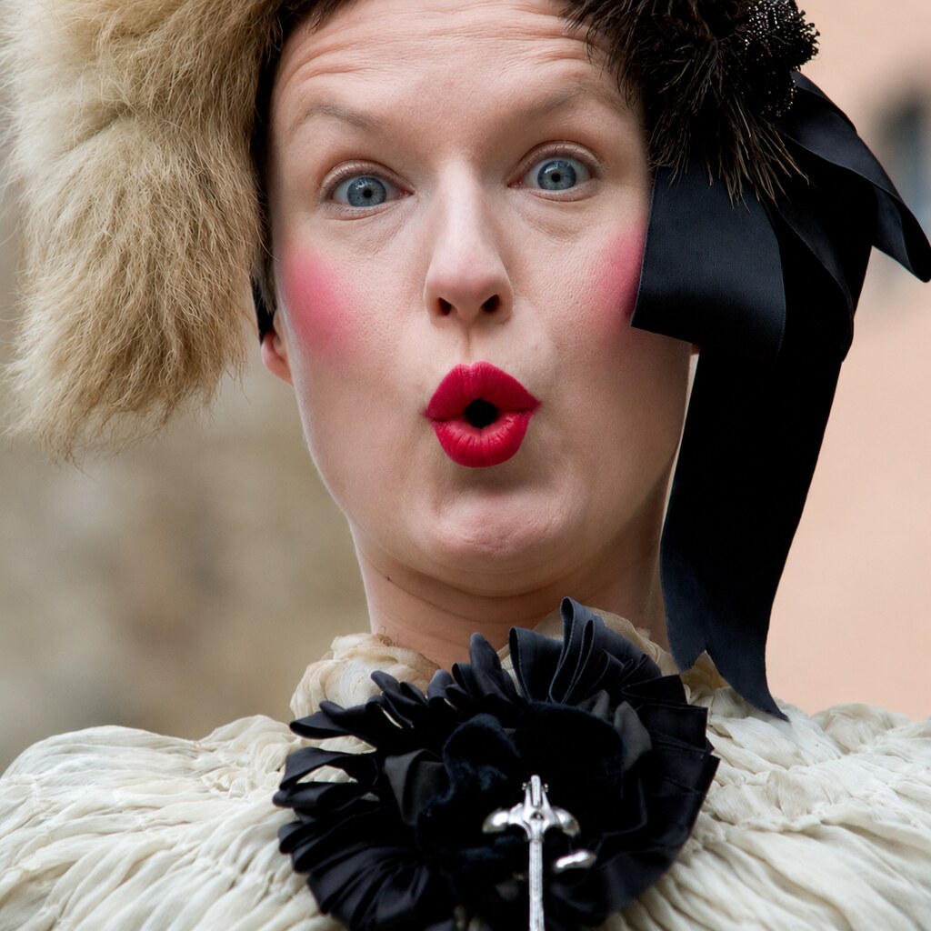 Photo of a person wearing rouge