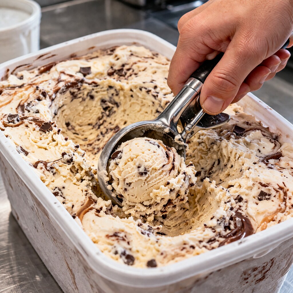 Generated image of someone scooping icecream