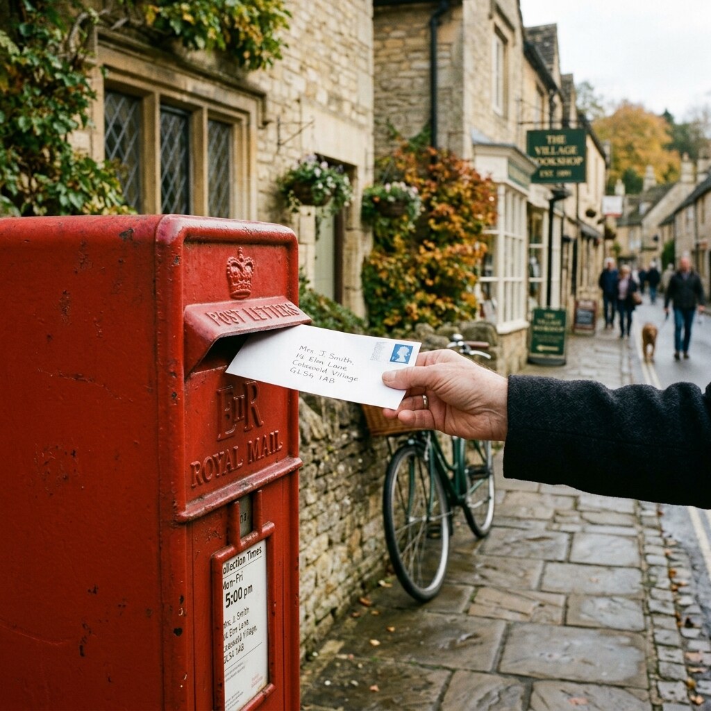 Generated image of a hand posting a letter