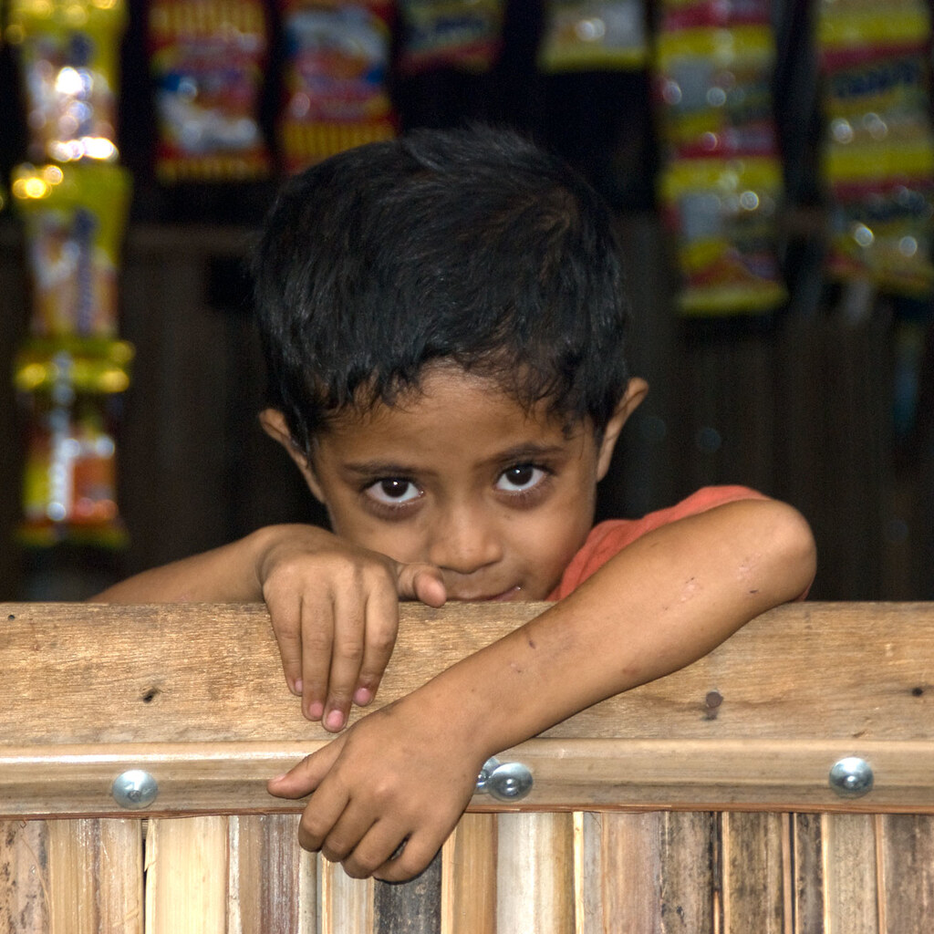 Photo of a shy boy