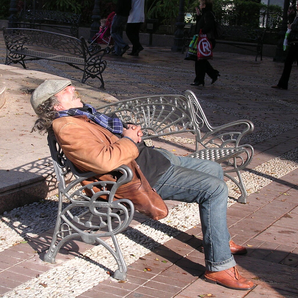 Photo of a man taking a siesta