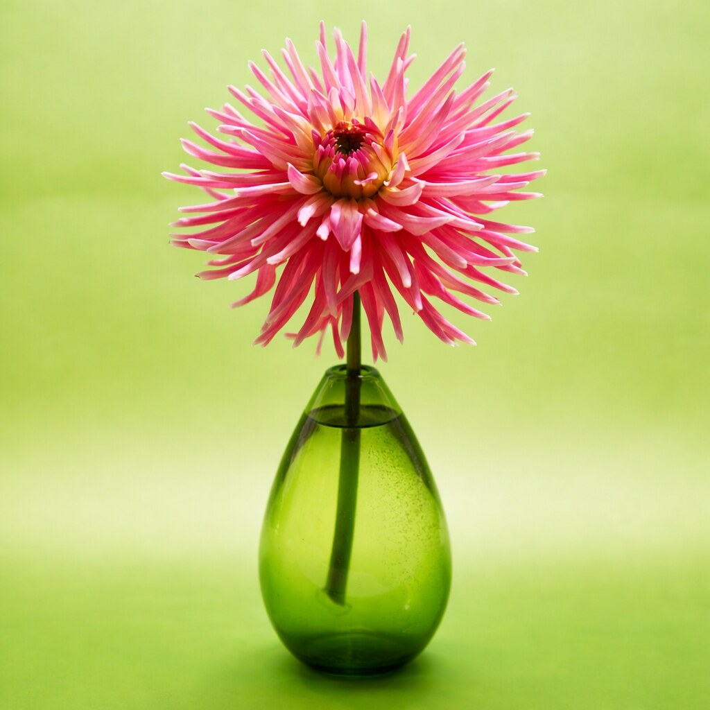 Photo of a vase with a single flower