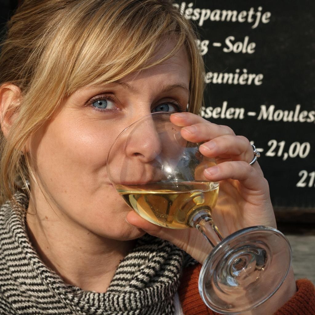 Photo of a lady sipping wine