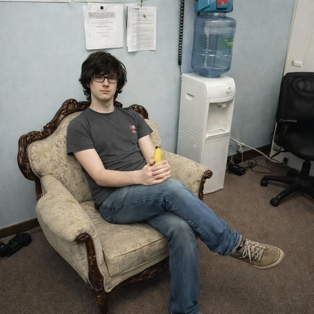 Photo of someone sitting on a chair.