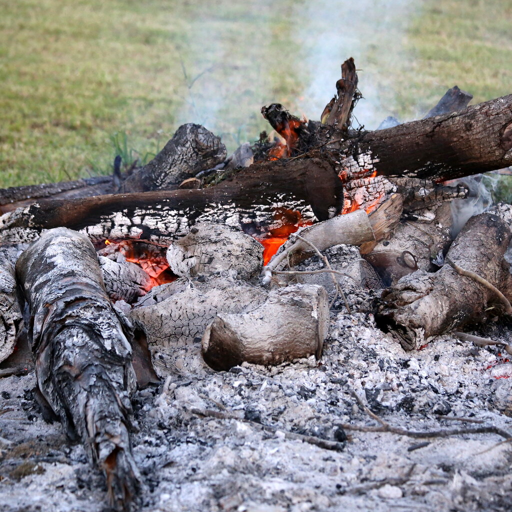 Photo of a smoldering fire