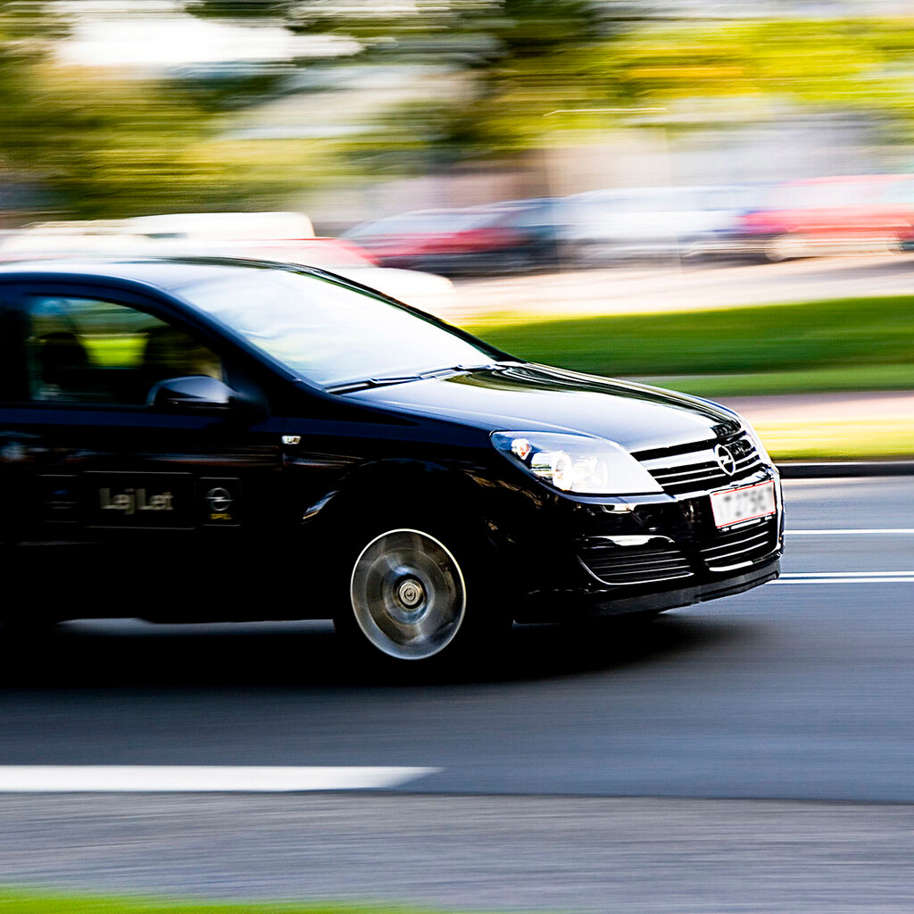 Photo of a moving car