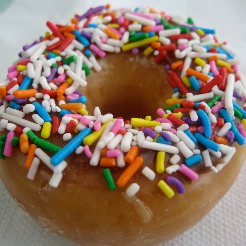 Photo of a donut with sprinkles