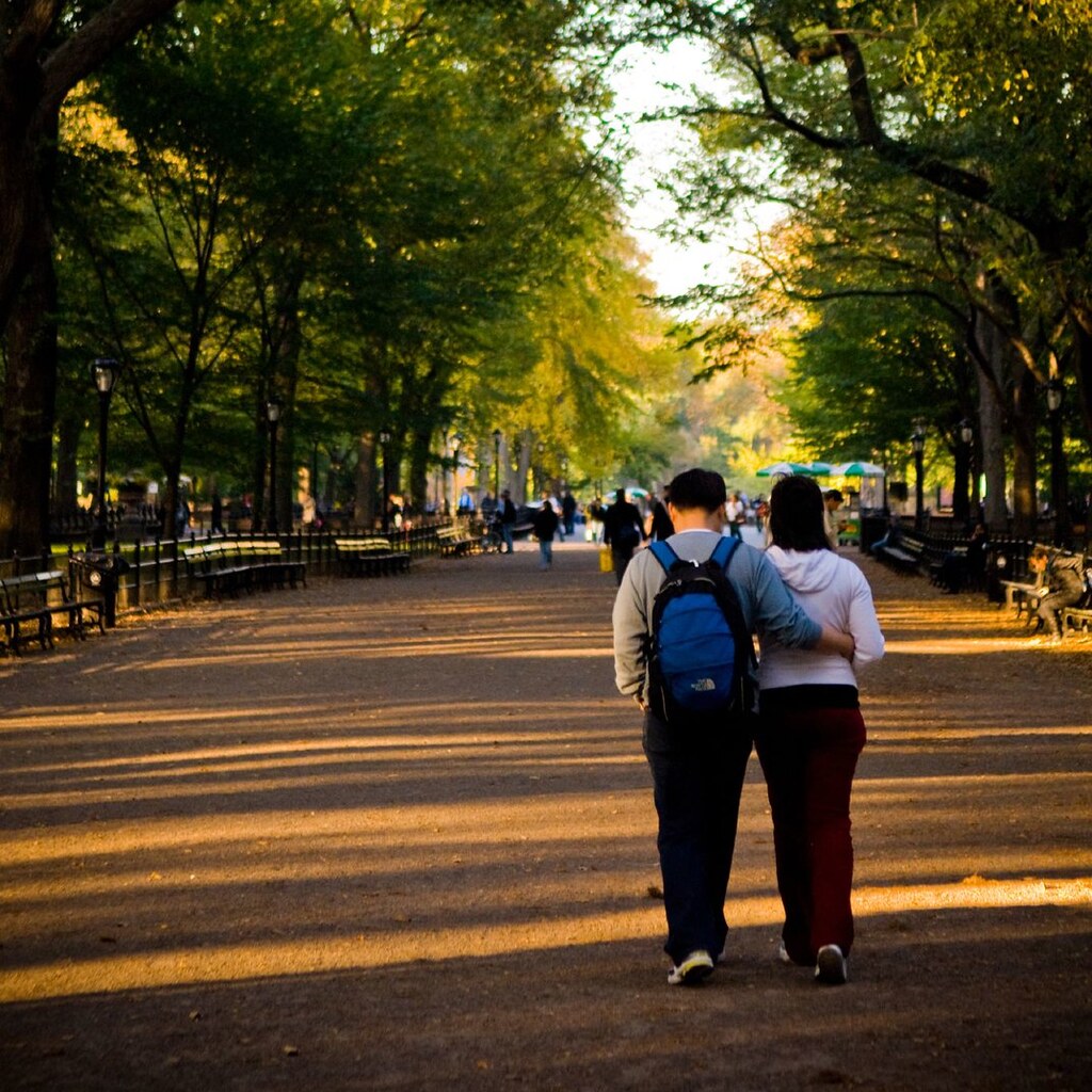 Photo of two people on a stroll