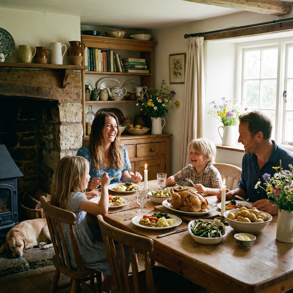 Generated image of a family having supper