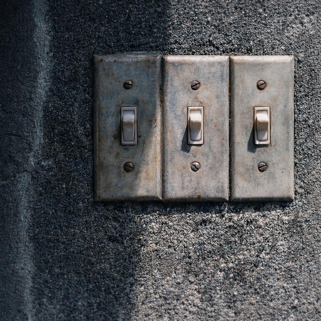 Photo of three old switches.