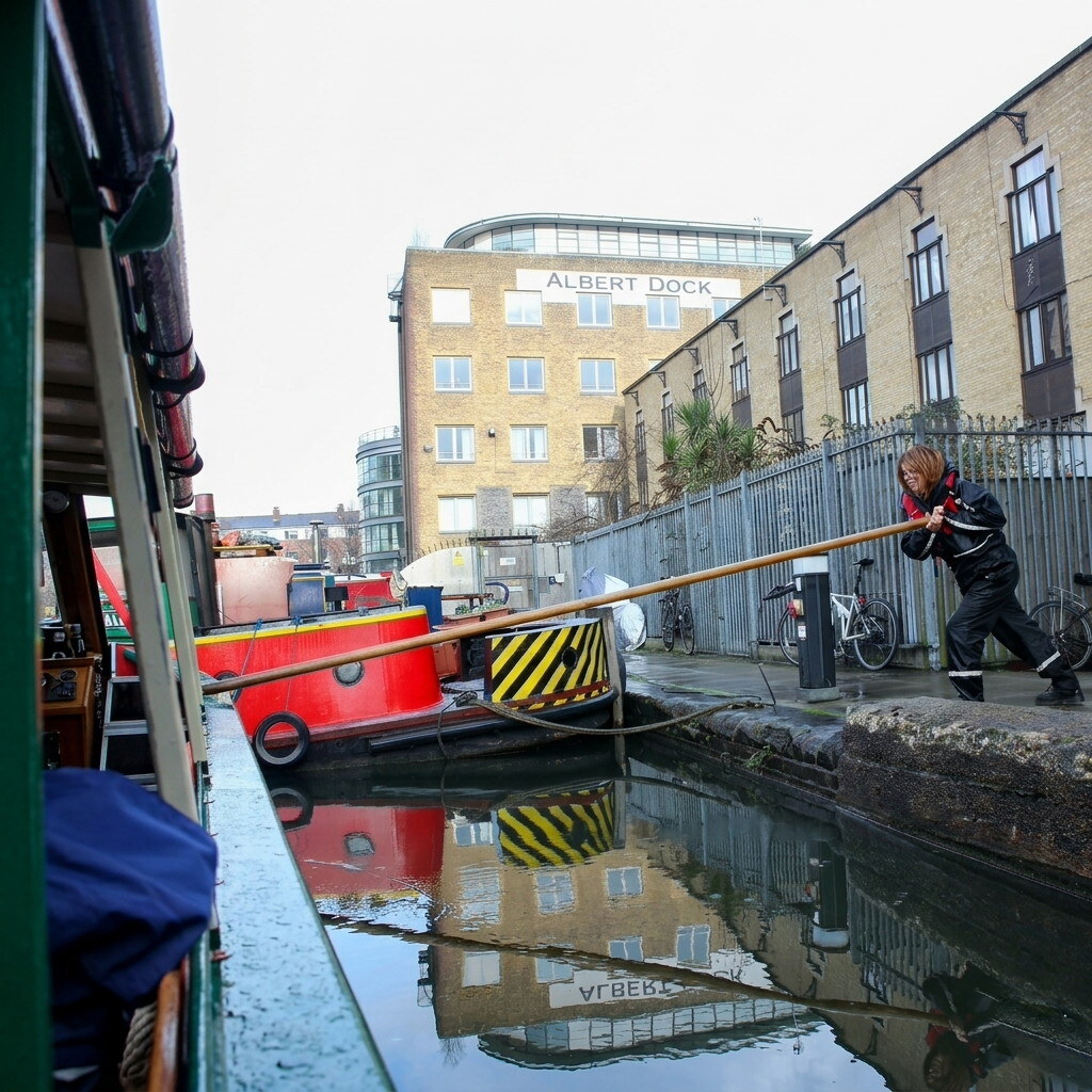 Photo of someone pushing a barge with a pole