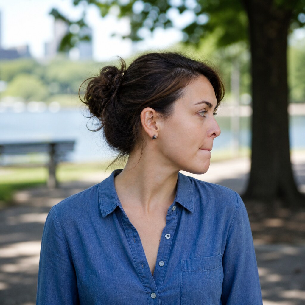 Generated image of a woman with a tense expression
