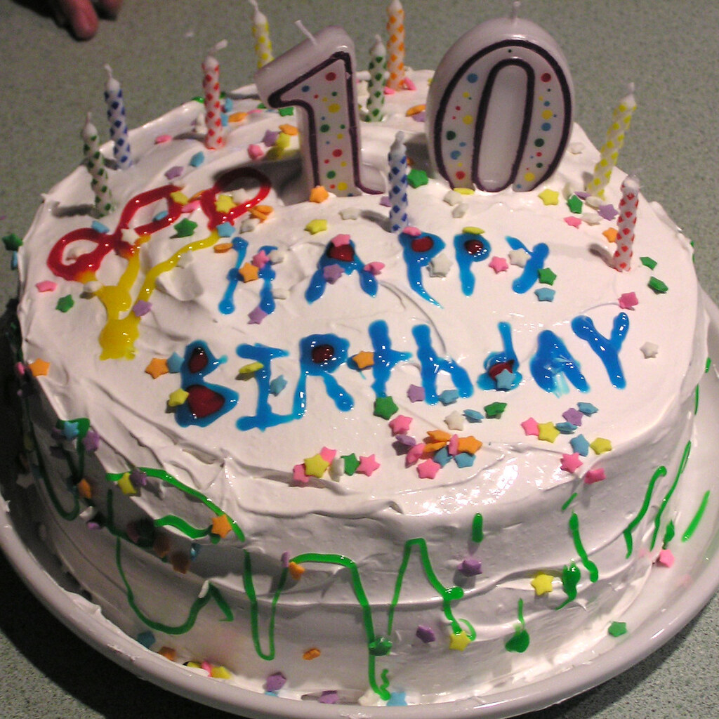 Photo of a tenth birthday cake
