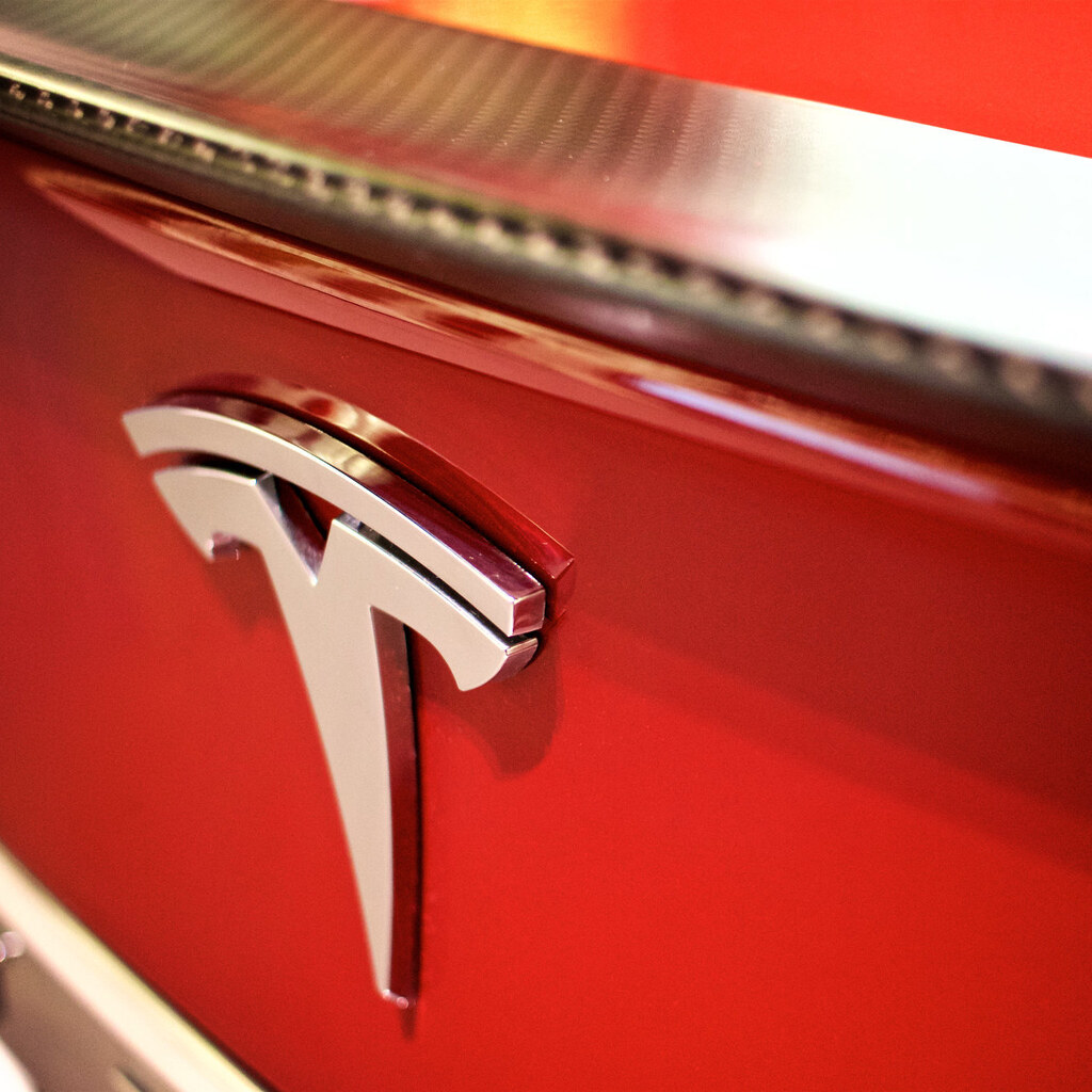 Photo of a Tesla badge
