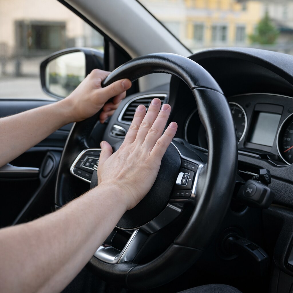 Generated image of someone honking their car horn