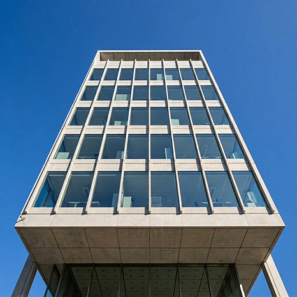 Generated image of a building shaped like a trapezium