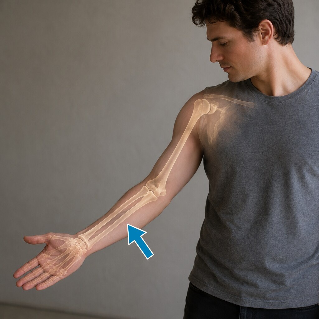 Generated image of arm bones indicating the ulna