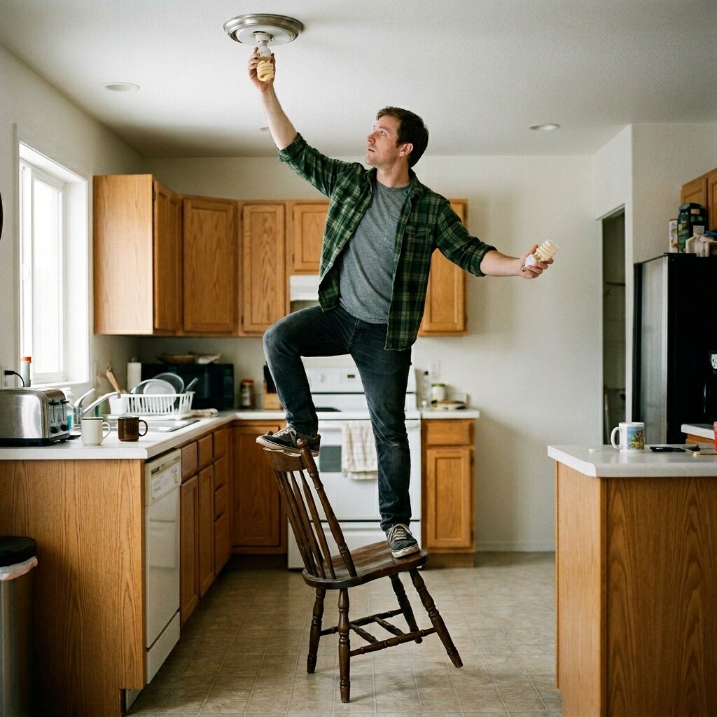 Generated image of a man doing something unwise