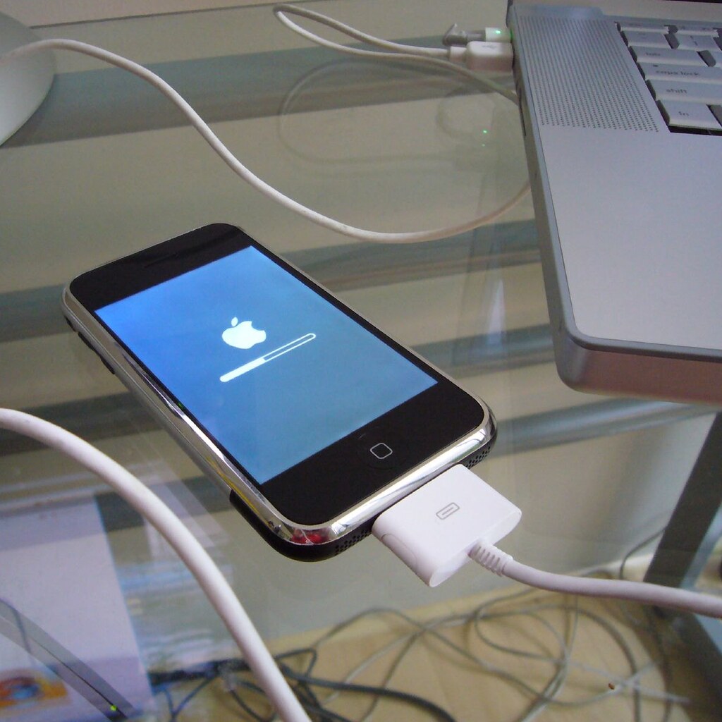 A phone being updated.