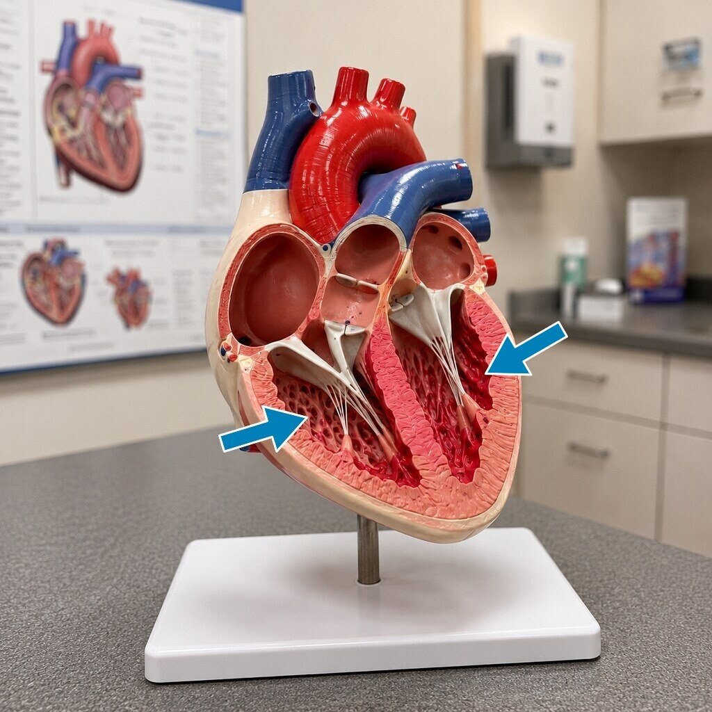 Generated image of a model of a heart, indicating ventricles