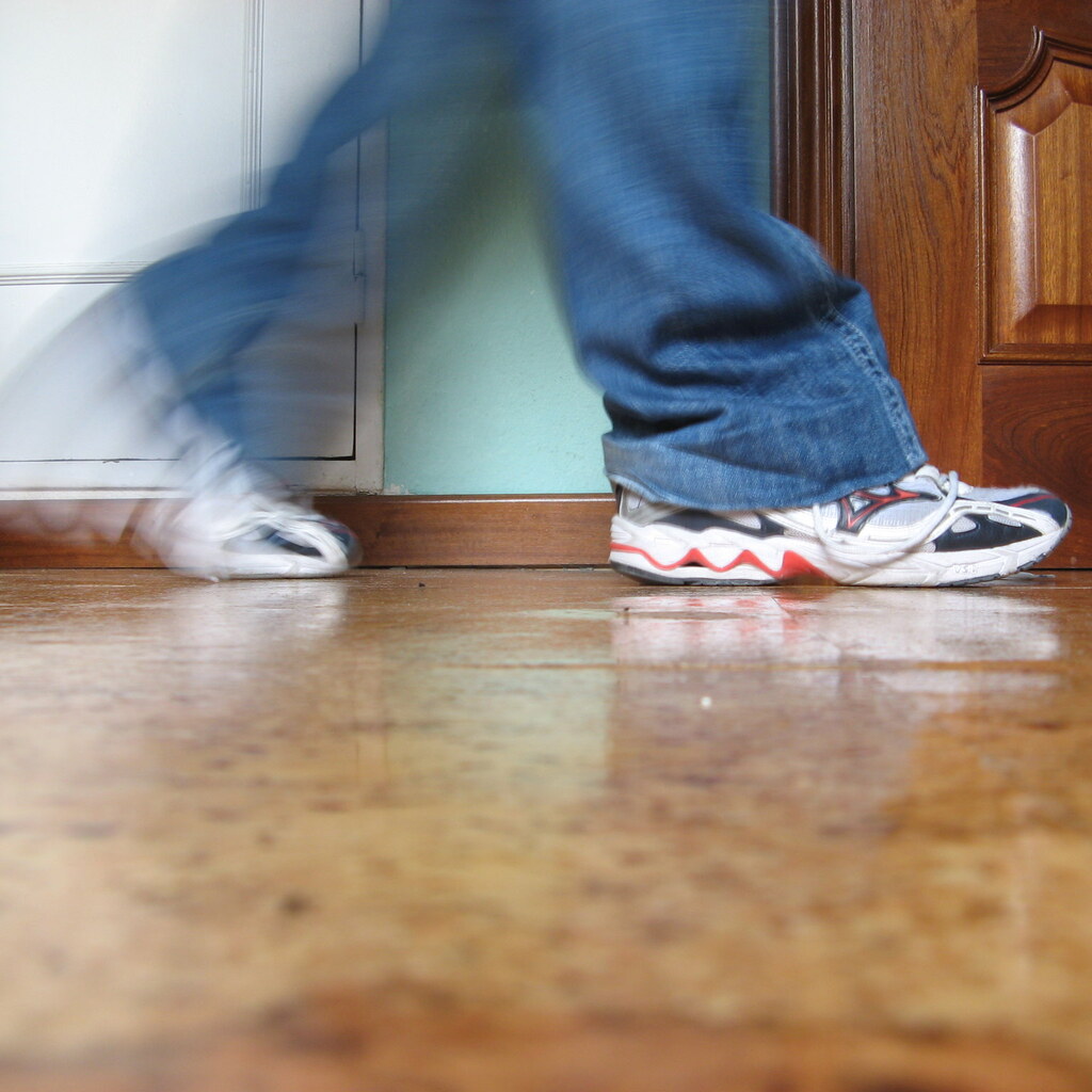 Photo of someone walking.